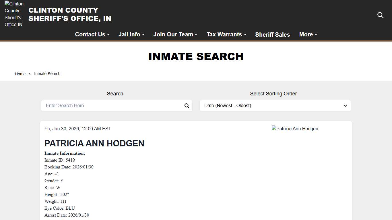 Inmate Search Clinton County Sheriff’s Office IN